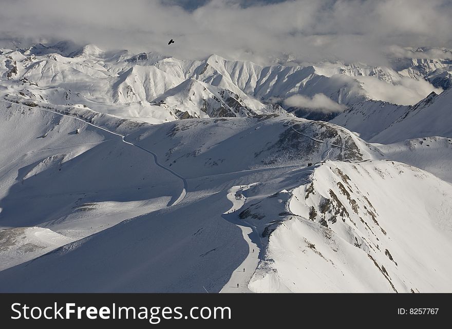 Ski rest in the Alpes. Skiing