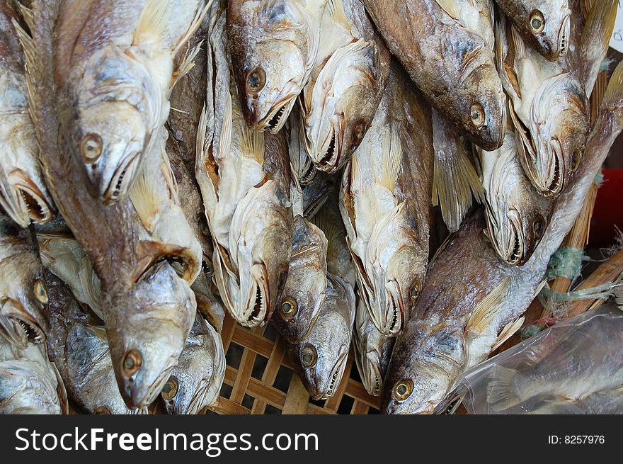 Dried of fish on the counter. Dried of fish on the counter.