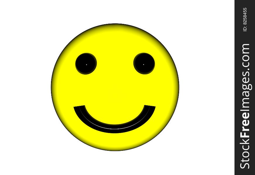 Happy smiley yellow face on a white. Happy smiley yellow face on a white.