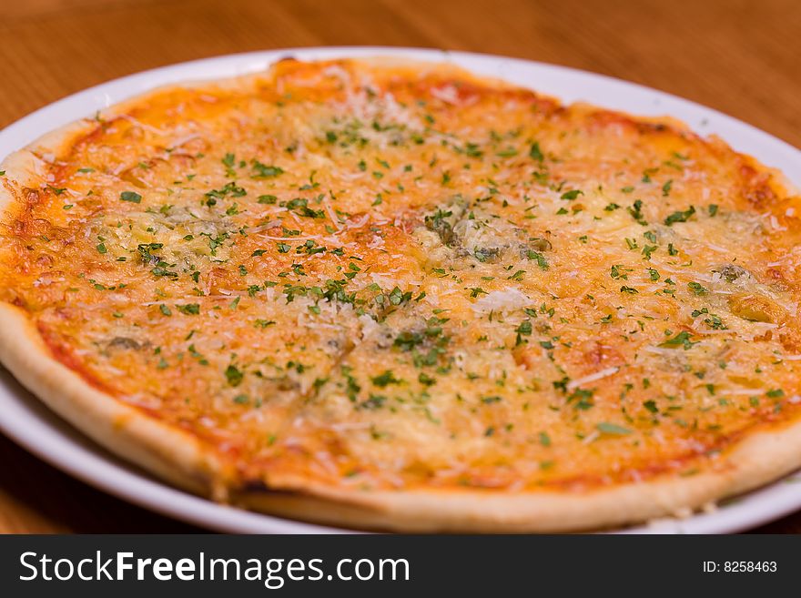 Close-up of pizza, selective focus