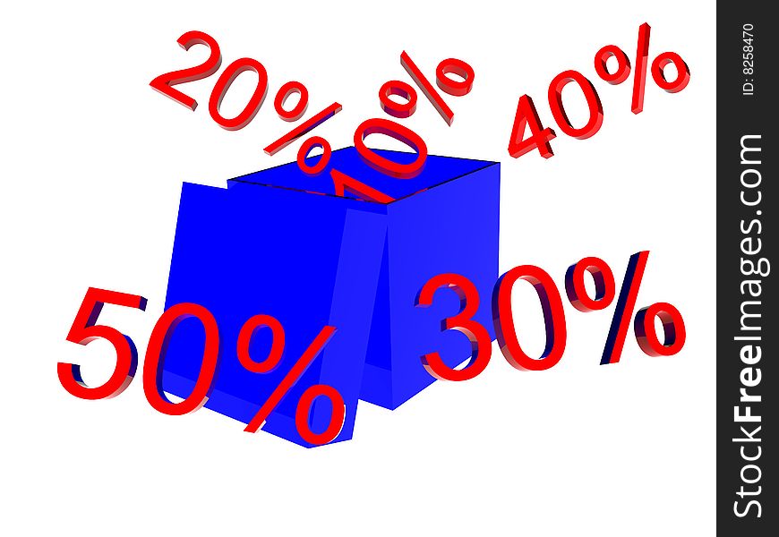 Percents out blue box, sales.