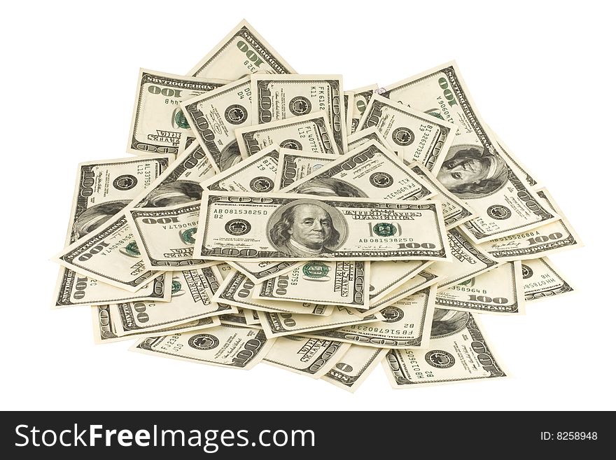 Group dollars isolated on a white  background. Group dollars isolated on a white  background