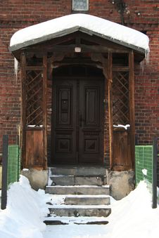 Old Doors In Winter Time Stock Photography Old Doors In Winter Time Stock Photography