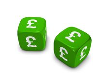 Pair Of Green Dice With Pound Sign Stock Image