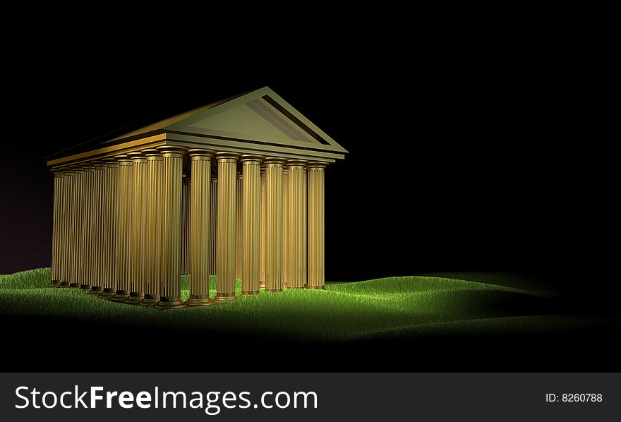 3d illustration of greek temple on black background (stocks exchange building symbol). 3d illustration of greek temple on black background (stocks exchange building symbol)