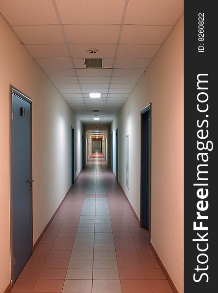 Long corridor in office building