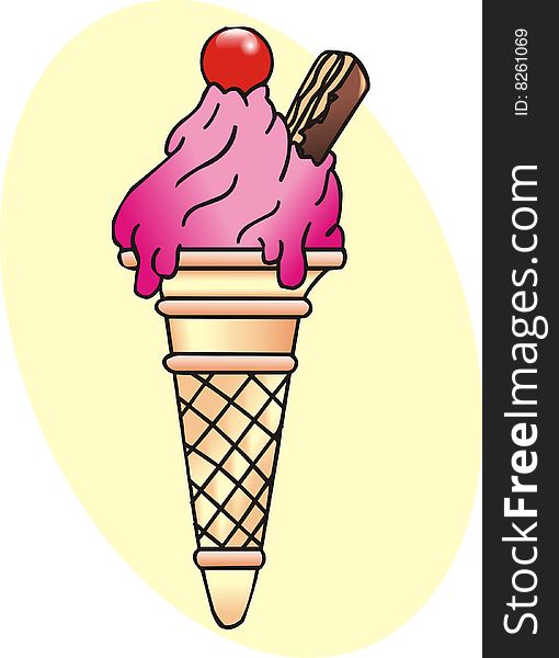 Pink ice cream and chocolate illustration graphic