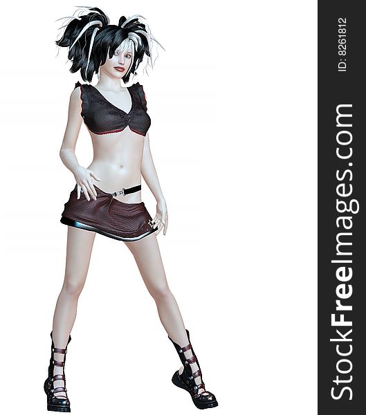Hot gothic girl posing with boots and mini skirt. Hot gothic girl posing with boots and mini skirt.
