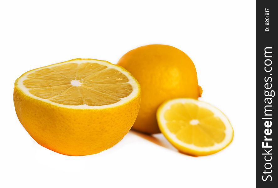 Сut lemon on white background