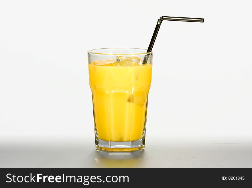 Orange juice with Drinking Straw - clipping path