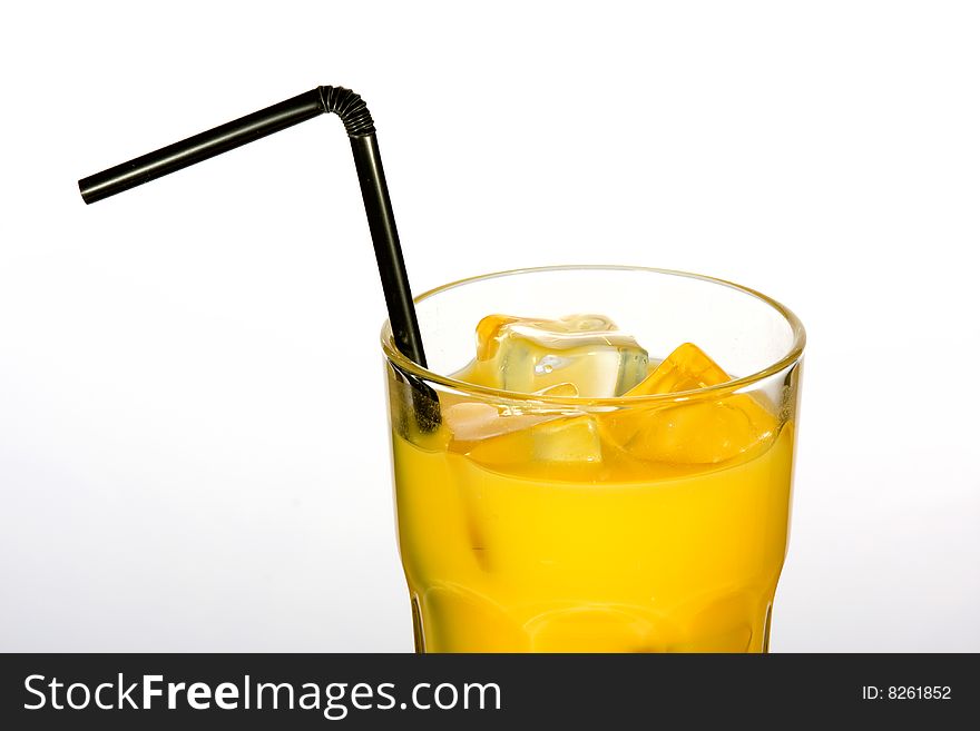 Orange juice with Drinking Straw