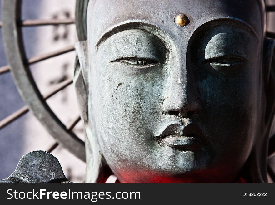 Smiling buddha in close-up