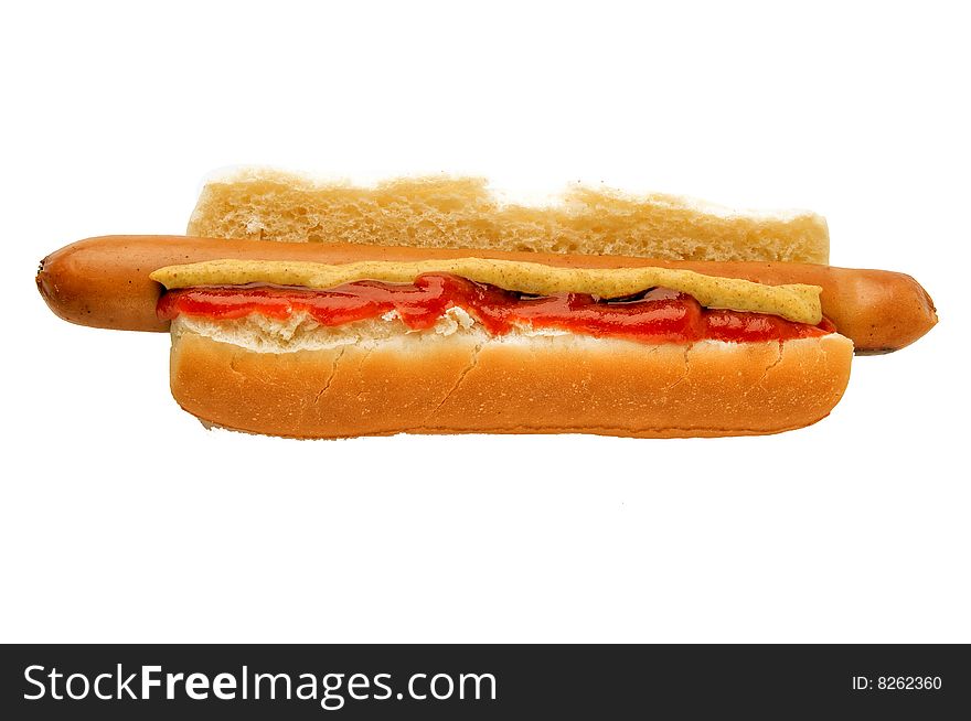 Classic hot-dog with ketchup and mustard