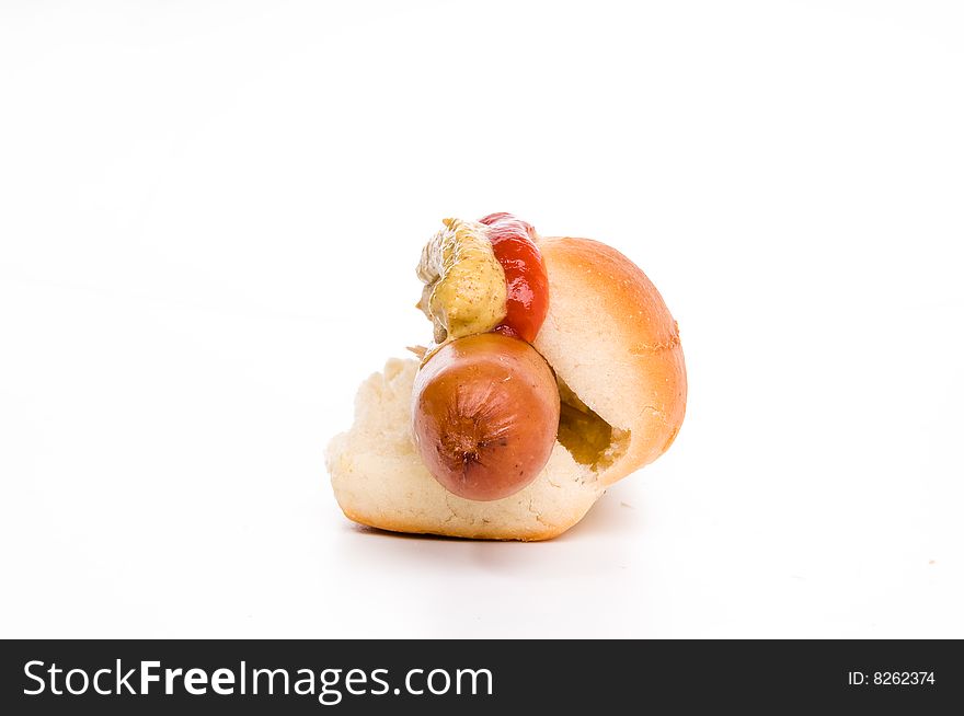 Classic hot dog with ketchup and mustard