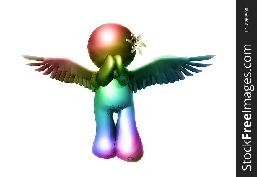 Shiny colorful angel of love figure praying. Shiny colorful angel of love figure praying