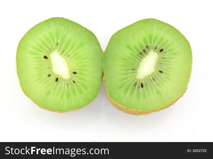 Closeup of Kiwifruit isolated in white.