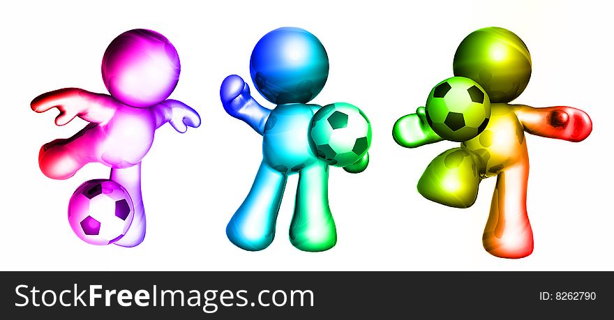 Colorful soccer friends 3d illustration. Colorful soccer friends 3d illustration