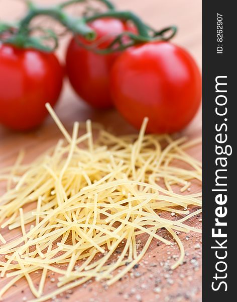 Heap of vermicelli on the cutting board