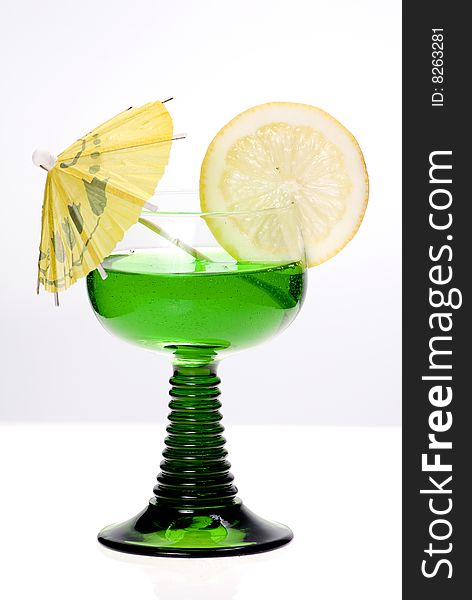 Cocktail with lime isolated on the white. Cocktail with lime isolated on the white