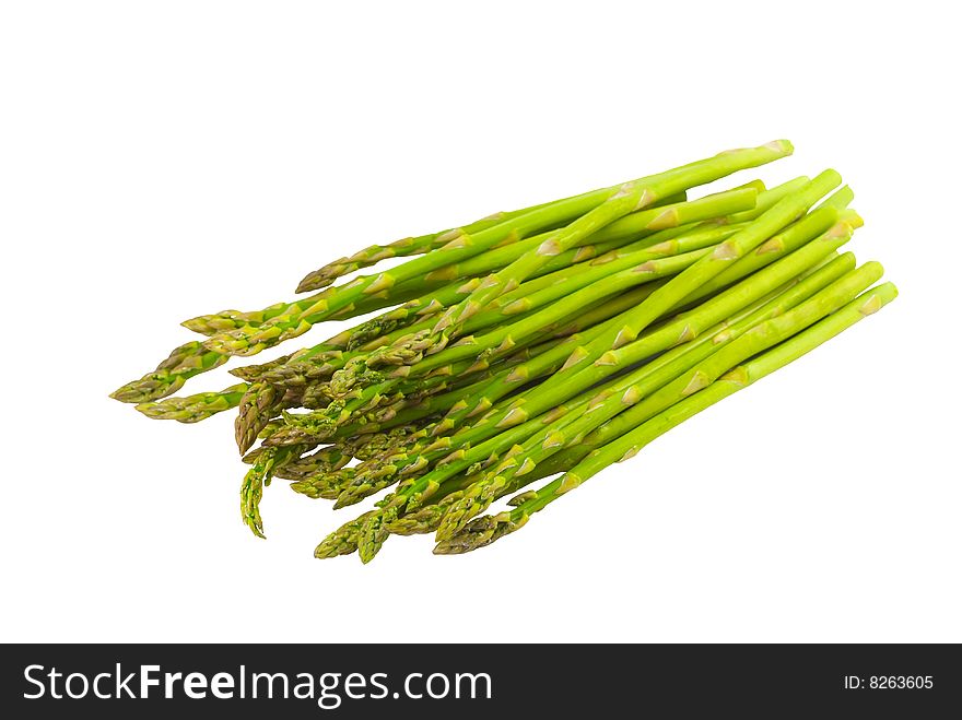 A fresh bunch of Asparagus isolated on a white background with copy space. A fresh bunch of Asparagus isolated on a white background with copy space