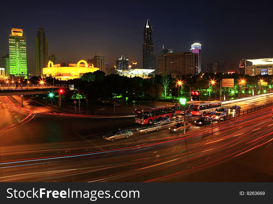 The night view of shanghai china. The night view of shanghai china.