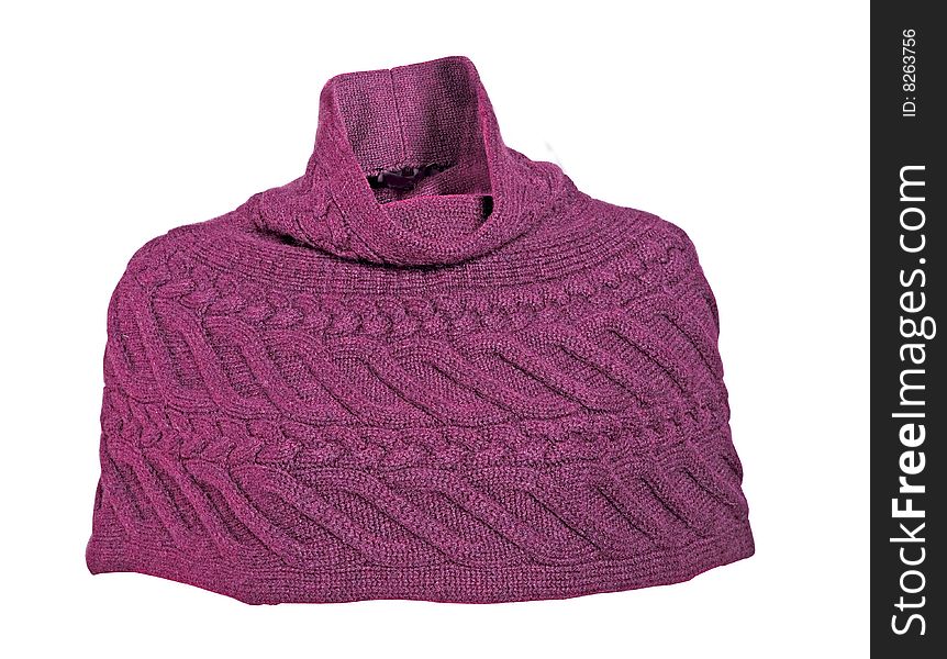 violet isolated wool knitted scarf