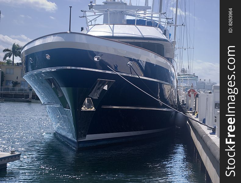 Luxury Yacht docked at a Florida pier