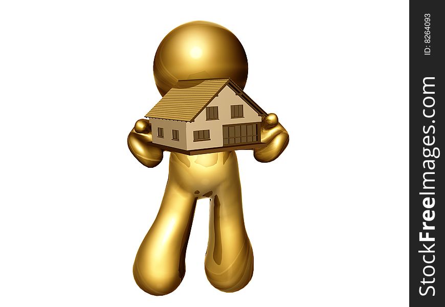 angel icon figure holding free house property.  angel icon figure holding free house property