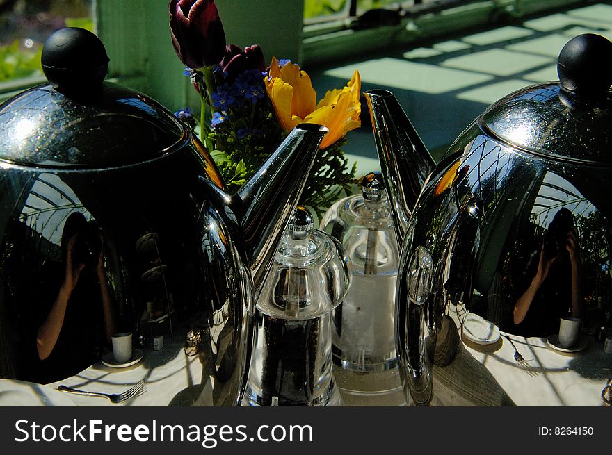 Tea cattles on the table in tea room. Tea cattles on the table in tea room