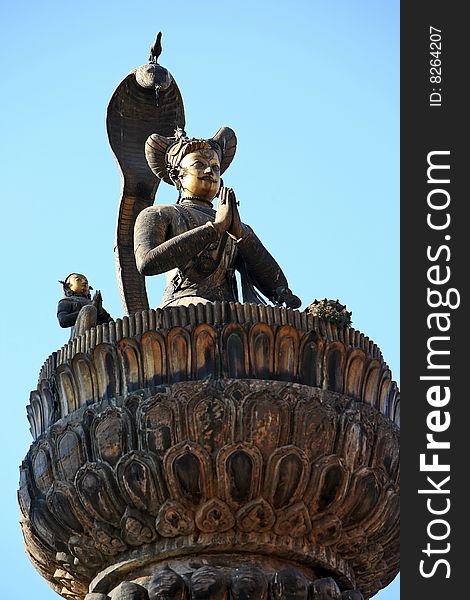 King yoganarendra malla's statue in durbar square of patan. King yoganarendra malla's statue in durbar square of patan.