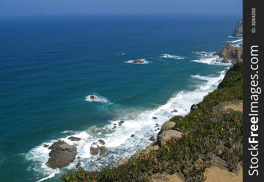 Atlantic ocean coast near Cabo da Roca, western Portugal