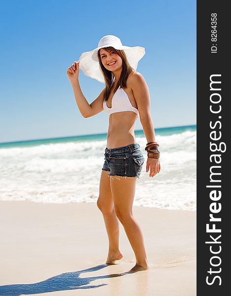 An attractive young woman on the beach. An attractive young woman on the beach