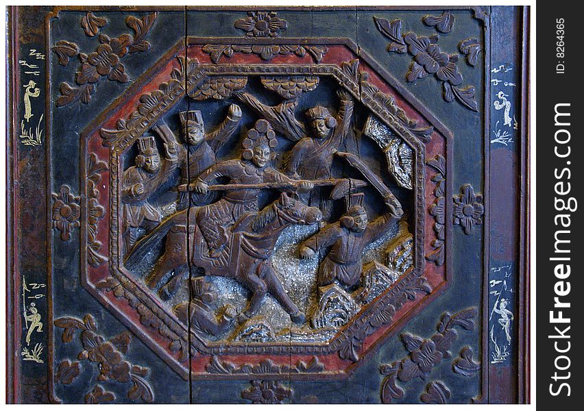 Piece of wood carving in the Beijing Opera performances