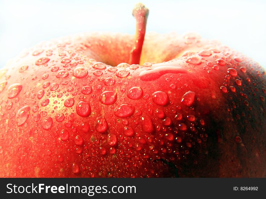 A photo of fresh and juicy apple. A photo of fresh and juicy apple