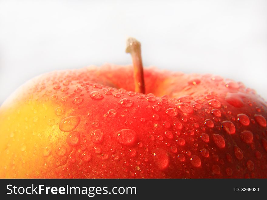 A photo of fresh and juicy apple. A photo of fresh and juicy apple