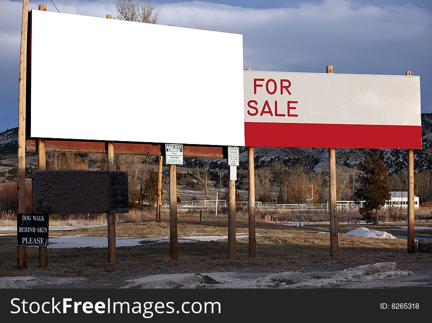 Empty ad board and ad for sale. Empty ad board and ad for sale