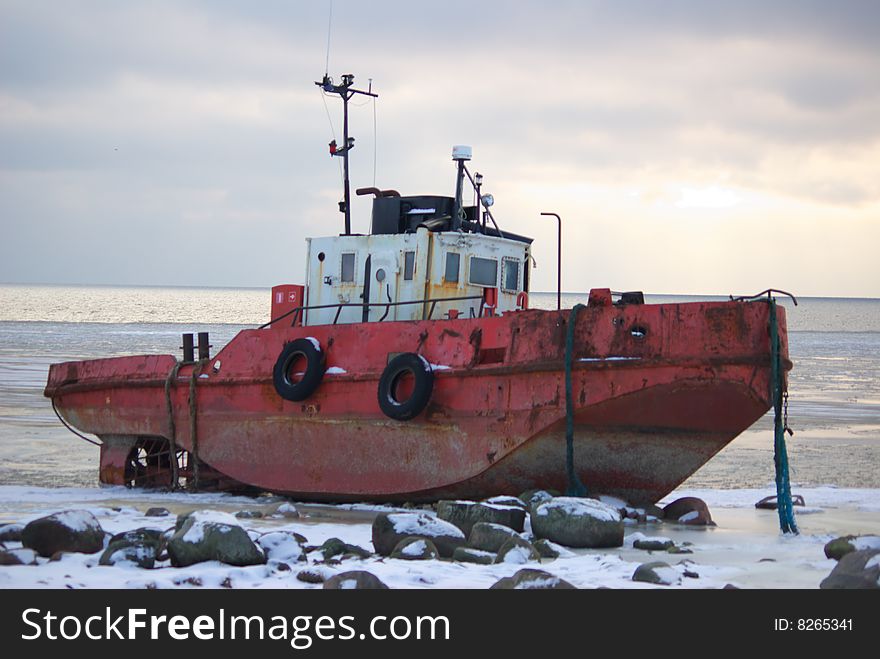 Shipwreck on Rocks and Ice