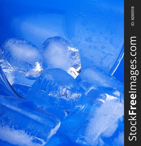 Clear ice cubes covered full frame