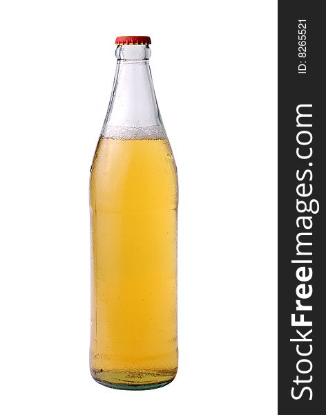 Cold beer bottle isolated on white background with clipping path