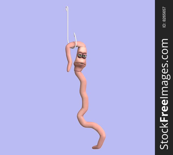 Funny toon worm on blue background with Clipping Path. Funny toon worm on blue background with Clipping Path