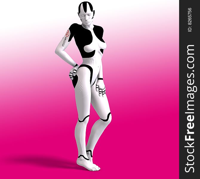 female android or robot With Clipping Path. female android or robot With Clipping Path