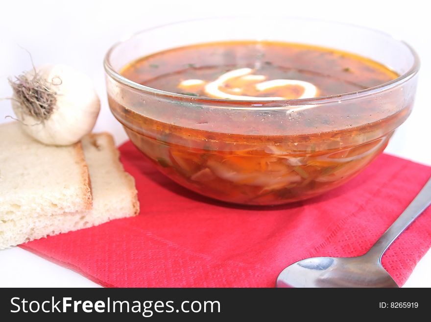 Bowl of vegetable soup- borscht. Bowl of vegetable soup- borscht.