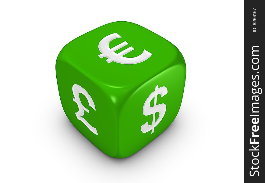 Green Dice With Curreny Sign