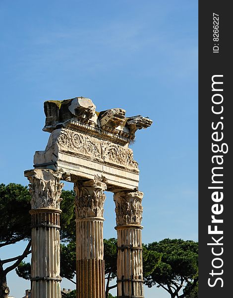 A monument in the Forum Romanum in Rome , Italy. A monument in the Forum Romanum in Rome , Italy