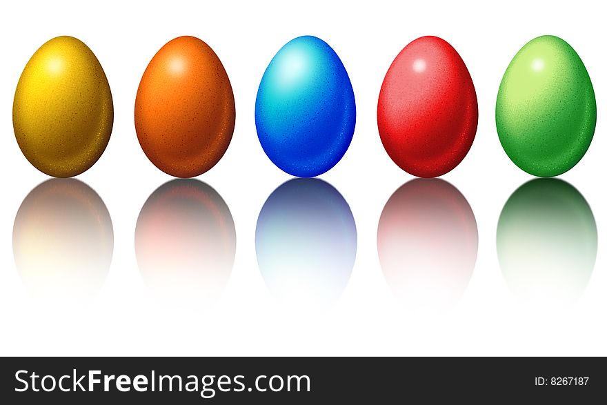 Colorful Easter eggs on a white background