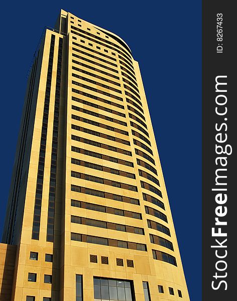 Business center with blue sky