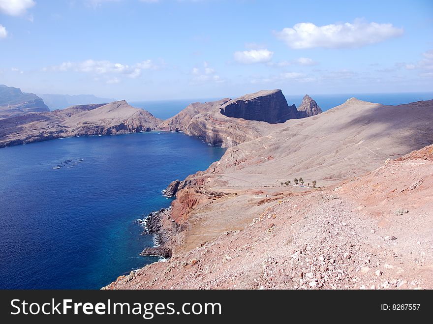 Madeira - rocks, blue sky and atlantic ocean