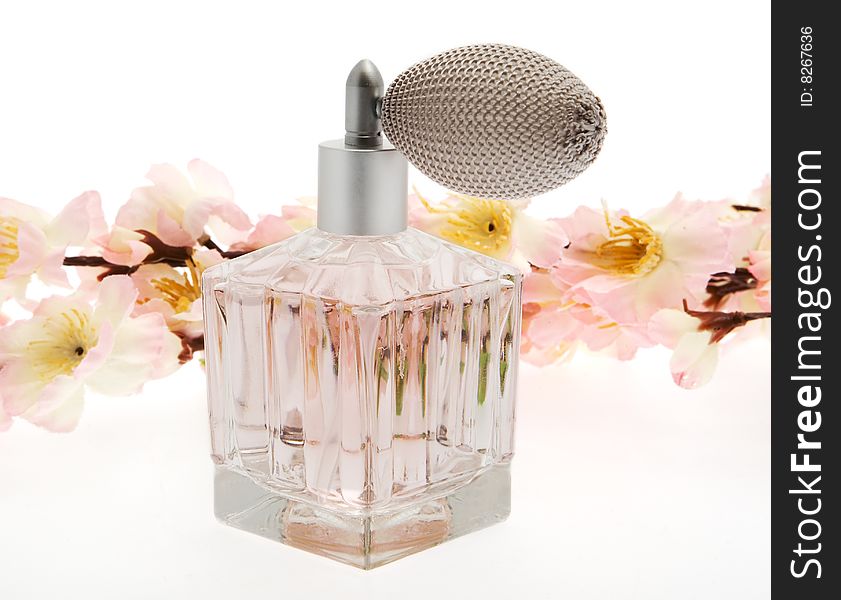 Perfume, Pink Bottle With Cherry Blossoms