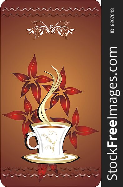 Cup with coffee. Blank for card. Vector illustration