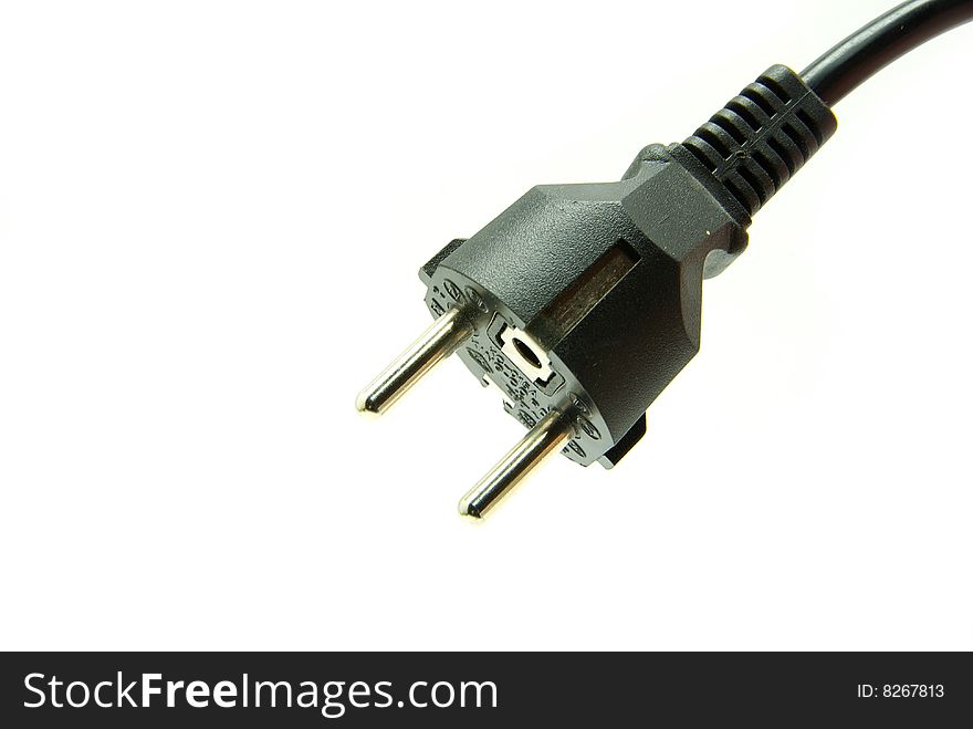 Black power plug isolated on a white. Black power plug isolated on a white